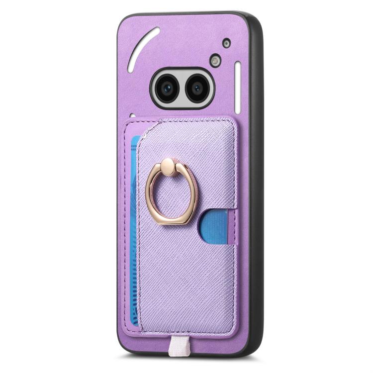 Estuche para Teléfono cmf Phone 1 Retro Cross Cuero con Anillo y Tarjetas Magsafe (Morado)