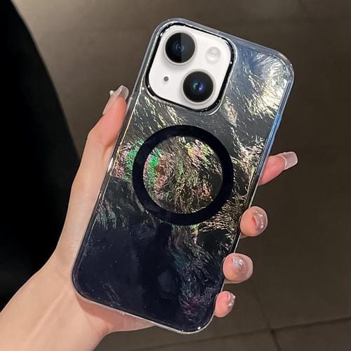 Funda para Teléfono Magsafe iPhone 14 Plus Textura de Glaciar Degradado (Negra)