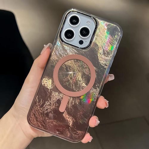 Estuche para Teléfono iPhone 16 Pro Textura Glaciar Degradado Chapado Magsafe (Oro Titanio)