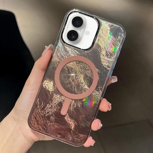 Estuche para Teléfono Magsafe iPhone 16 Textura de Glaciar Enchapado Degradado (Oro Titanio)