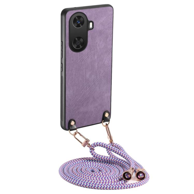 Funda de Cuero Vintage para Huawei Nova 10 Se con Correa Cruzada (Morado)