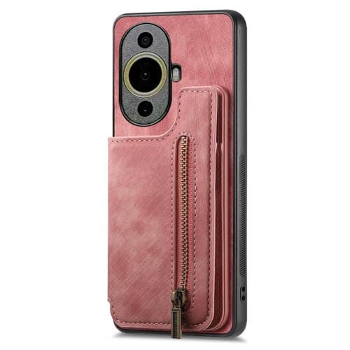 Funda de Cuero Retro con Cremallera para Huawei Nova 11 (Rosa)