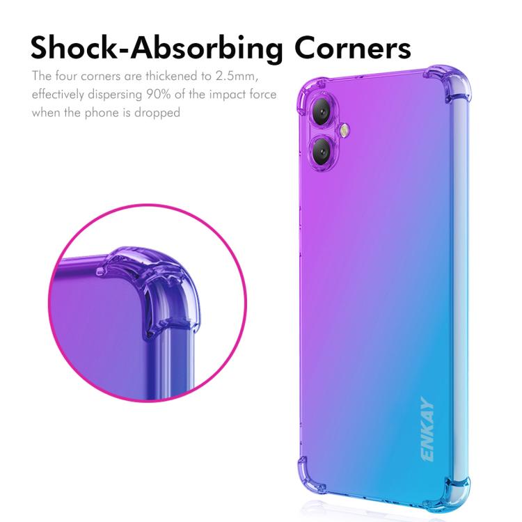 Funda ENKAY Hat-Prince de TPU con degradado y airbag para Samsung Galaxy A07 (azul y rosa)
