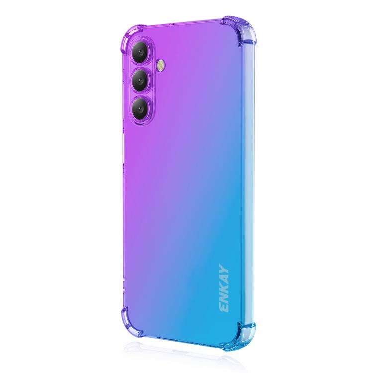 Funda ENKAY Hat-Prince de TPU con degradado y airbag para Samsung Galaxy A17 (morado y azul)