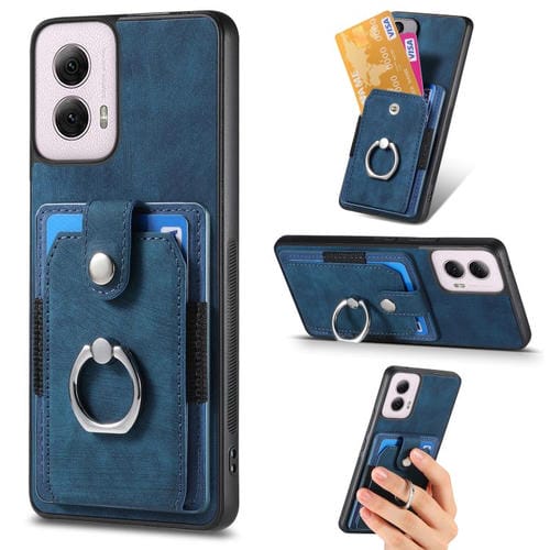 Funda para Motorola Moto G Power 2024 5G con Tarjetero y Anillo Tacto Piel (Azul)