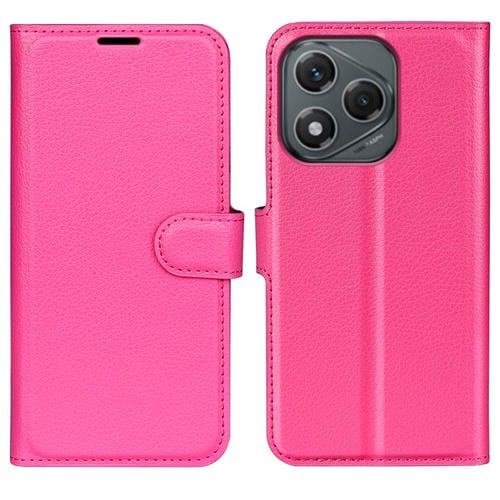 Funda de Cuero con Tapa Horizontal y Textura de Lichi para Honor 400 Lite (Rosa y Rojo)