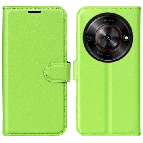 Funda de Cuero para ZTE Blade A75 5G con Tapa Horizontal, Textura de Lichi y Soporte (Verde)