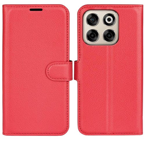 Funda de Cuero para ZTE Blade V70 con Tapa Horizontal, Textura de Lichi y Soporte (Rojo)