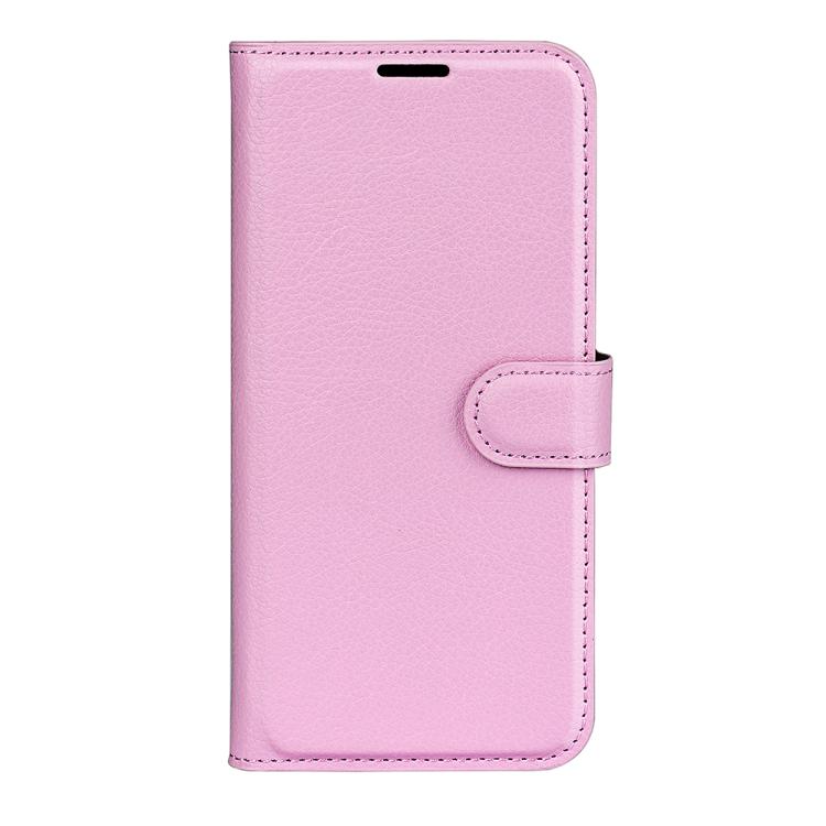 Funda de Cuero OnePlus Ace 5 Pro con Tapa Horizontal y Textura de Lichi (Rosa)