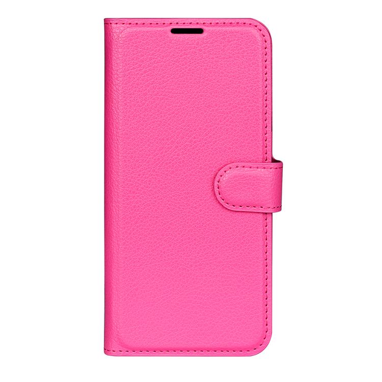 Funda de Cuero para OnePlus Ace 5 Pro con Tapa Horizontal y Soporte (Rosa Rojo)