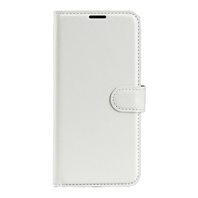 Funda de Cuero para OnePlus 13 con Tapa Horizontal y Textura de Lichi con Soporte (Blanco)