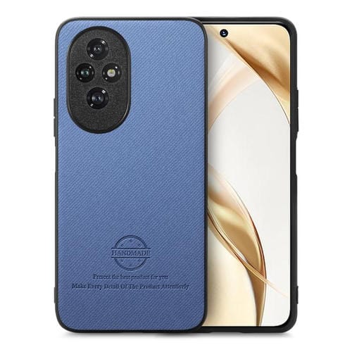 Funda para Teléfono Honor 200 con Parte Trasera de Piel y Tejido de Sarga (Azul)