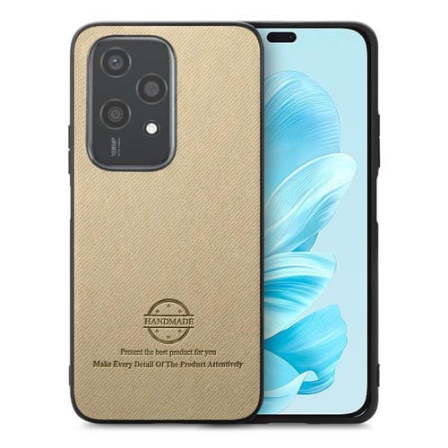 Funda para Teléfono Honor 200 Lite con Parte Trasera de Piel y Tejido de Sarga (Caqui)