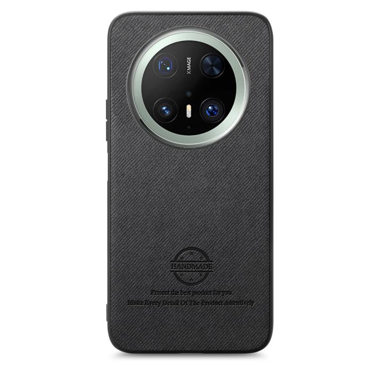 Funda de Piel de Sarga con Parte Trasera de Cuero para Huawei Mate 70 Pro+ (Negra)