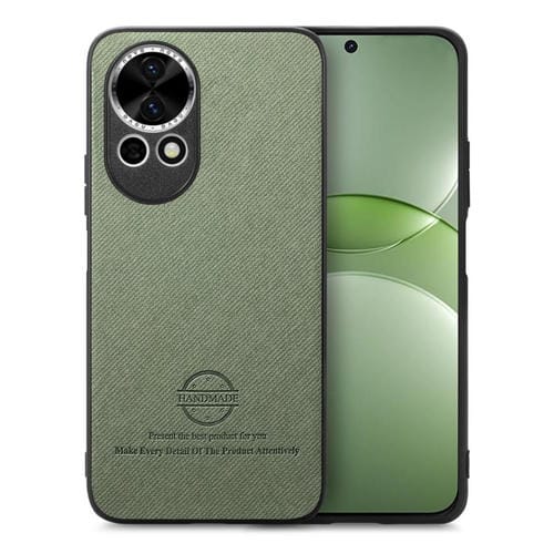 Funda de Piel de Sarga con Parte Trasera de Cuero para Huawei Nova 13 (Verde)