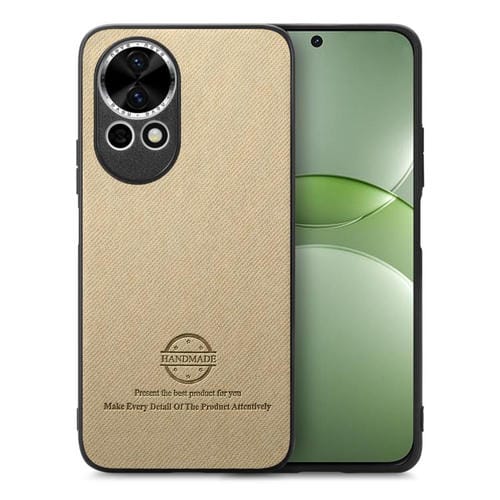 Funda para Teléfono Huawei Nova 13 con Parte Trasera de Piel y Tejido de Sarga (Caqui)