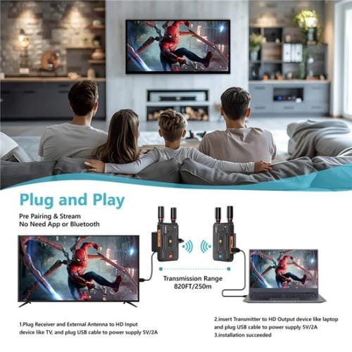 Transmisor y Receptor Inalámbrico Vrriis 097Pro para Transmisión en Vivo de Audio y Video 4K HD Al Aire Libre Enchufe Au