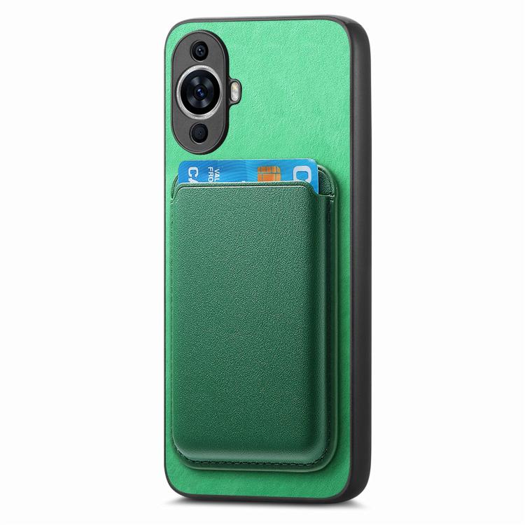Funda Trasera de PU con Tarjetero Magsafe para Huawei Nova 13 (Verde)