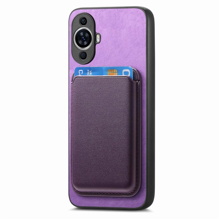Funda Trasera de PU con Tarjetero Magsafe para Huawei Nova 12 (Morado)