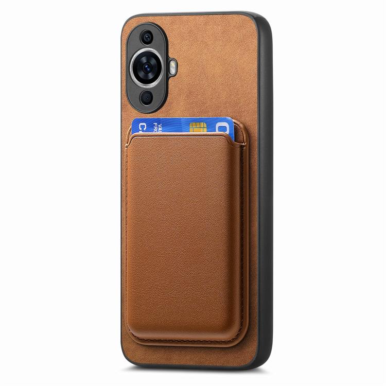Funda Trasera de PU con Tarjetero Magsafe para Huawei Nova 12 (Marrón)