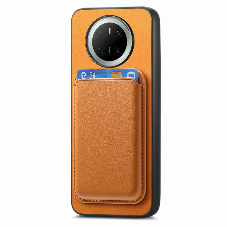 Funda Trasera PU para Huawei Mate 70 con Tarjetero Magsafe Retro (Amarilla)