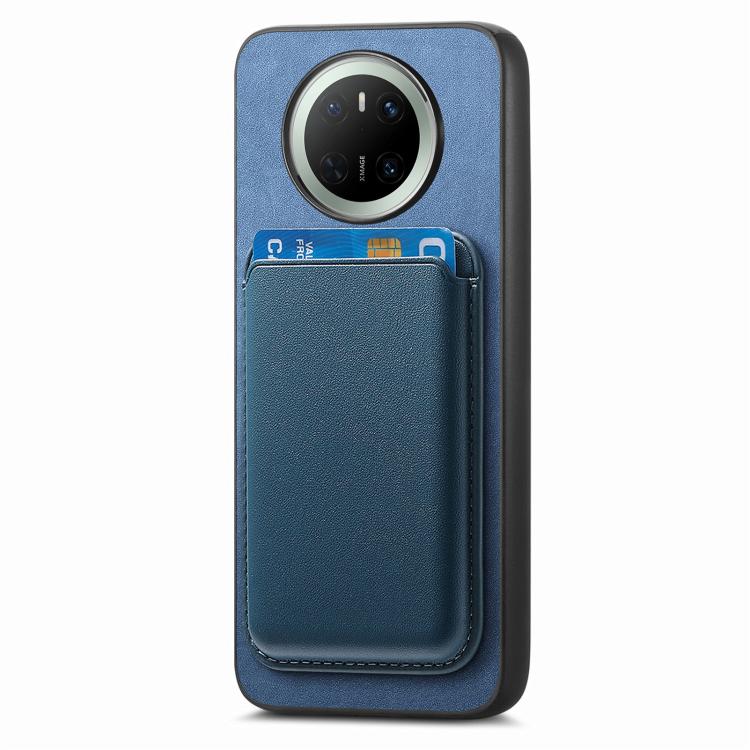 Funda Trasera PU con Tarjetero Magsafe para Huawei Mate 70 Pro (Azul)