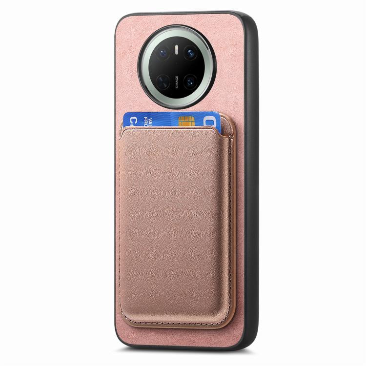 Funda Trasera de PU con Tarjetero Magsafe para Huawei Mate 70 Pro (Rosa)