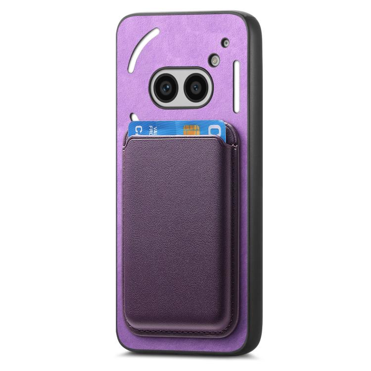 Funda Trasera PU cmf Phone 1 Retro Magsafe Card Bag con Tarjetero (Morado)
