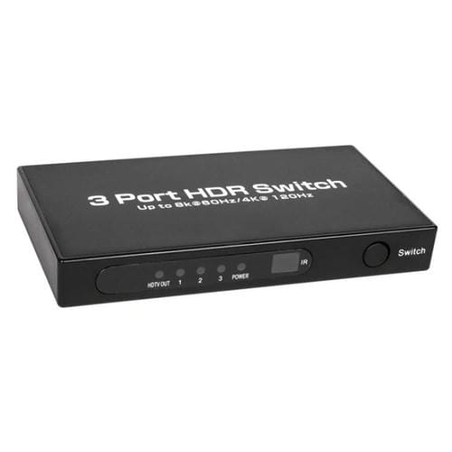 Adaptador Q8-3 Conmutador HDMI 2.1 Ultrafino 3X1 para Consolas de Juegos, PC y TV Box 8K 60Hz