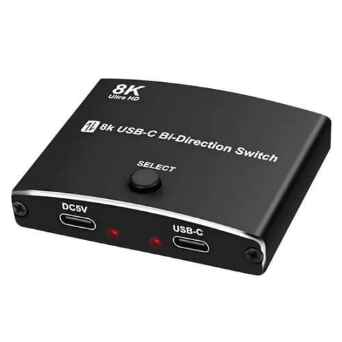 Conmutador Bidireccional Tipo C U8K1 con Carga Rápida 100 W, USB C 40 Gbps y Salida de Video 8K