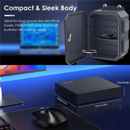 Conmutador PoE WAVLINK WN701AE IEEE 802.3AF/AT con detección automática y gestión centralizada de puntos de acceso. Enchufe: Reino Unido.