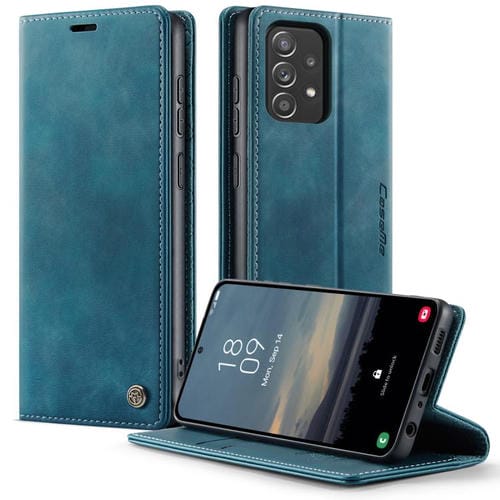 Funda CaseMe 033 para Samsung Galaxy A52/A52S 5G, forro de piel de becerro, microfibra y bloqueo RFID (verde)