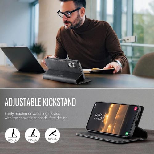 Funda para Samsung Galaxy S25 Edge CaseMe 033 con forro de piel de becerro, microfibra y bloqueo RFID (negra)