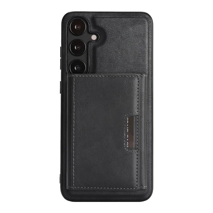 Funda de cuero plegable triple Kalebol con imán fuerte MagSafe para Samsung Galaxy S25 5G (negra)
