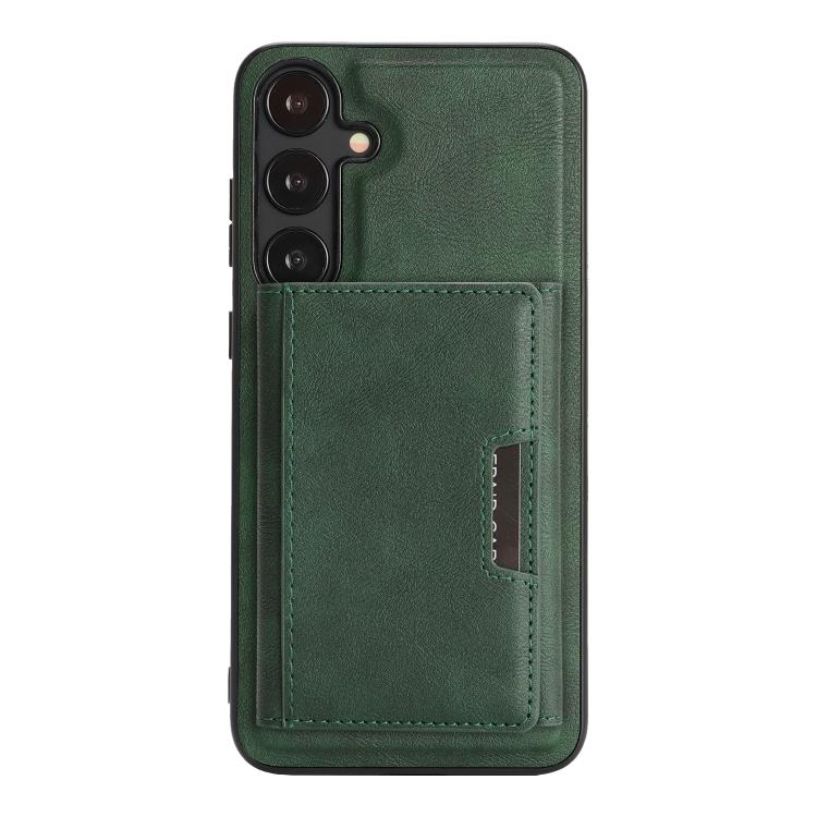 Funda de cuero plegable triple Kalebol con imán fuerte MagSafe para Samsung Galaxy S24 5G (verde)