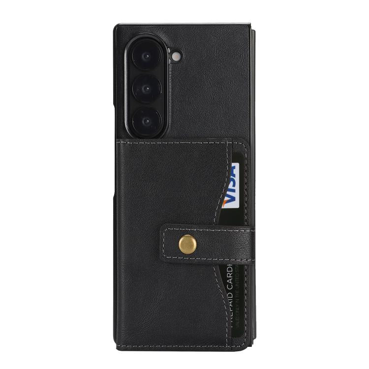 Funda de cuero con anillo MagSafe para Samsung Galaxy Z Fold6 (negro)