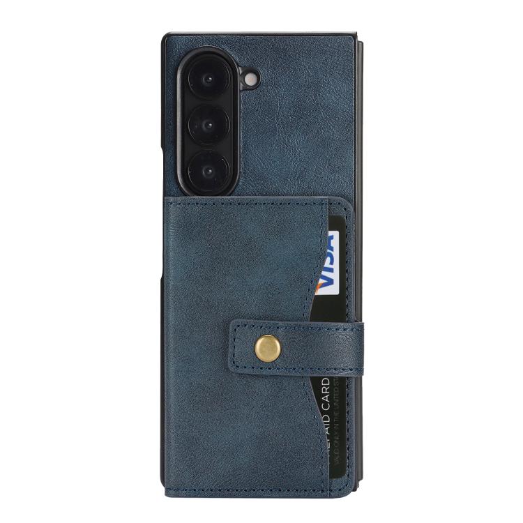 Funda de cuero con anillo MagSafe para Samsung Galaxy Z Fold7 (azul)