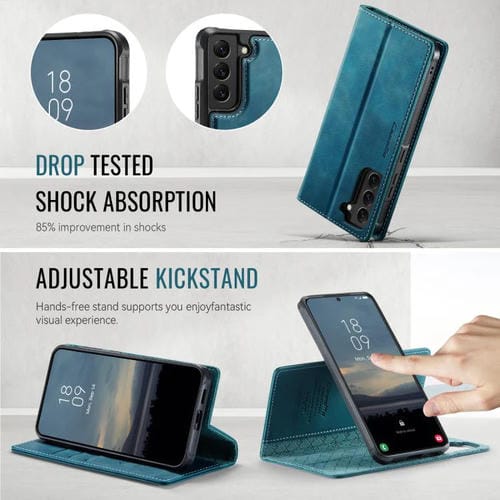 Funda de cuero desmontable CaseMe C49 con bloqueo RFID magnético para Samsung Galaxy S22+ 5G (verde)