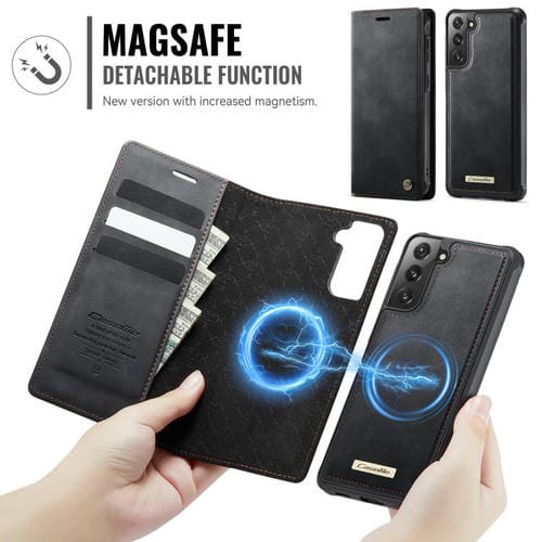 Funda de cuero desmontable CaseMe C49 con bloqueo RFID magnético para Samsung Galaxy S21 5G (negra)