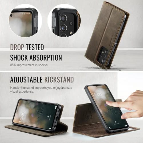 Funda de cuero desmontable CaseMe C49 con bloqueo RFID magnético para Samsung Galaxy A52/A52s (café)