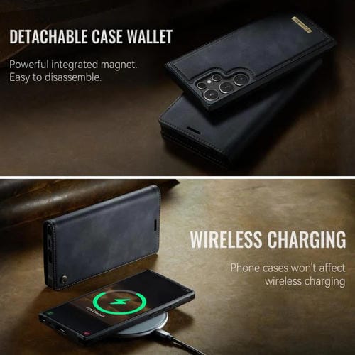 Funda de cuero desmontable con bloqueo RFID magnético para Samsung Galaxy S24 Ultra 5G CaseMe C49 (negro)