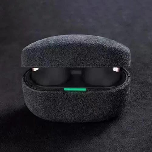 Funda protectora de cuero con tapa de gamuza para auriculares Bluetooth Sony WF-1000 XM5 (gris oscuro)