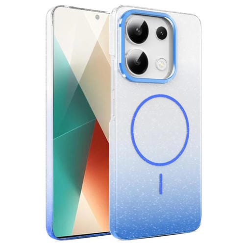 Funda MagSafe a prueba de golpes para Xiaomi Redmi Note 13 4G con purpurina dorada y degradado (azul)