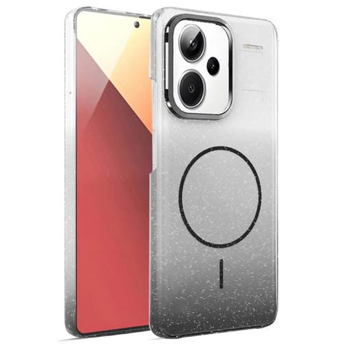 Funda MagSafe a prueba de golpes para Xiaomi Redmi Note 13 Pro 5G con purpurina dorada y degradado (negro)