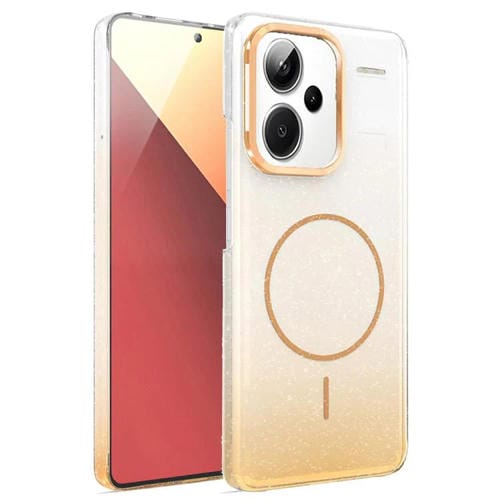 Funda para Xiaomi Redmi Note 13 Pro 5G con purpurina dorada y degradado MagSafe a prueba de golpes (dorada)