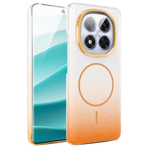 Funda para Redmi Note 14 Pro 4G con purpurina dorada y degradado, MagSafe, a prueba de golpes (dorada)