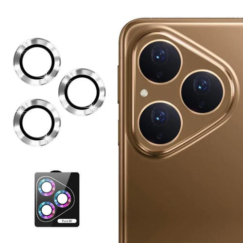 Película de vidrio templado ENKAY 9H para lente trasera de Huawei Pura 80 5G, aleación de aluminio (plateada)