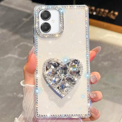 Funda transparente con forma de corazón y diamantes brillantes para Samsung Galaxy A07 5G