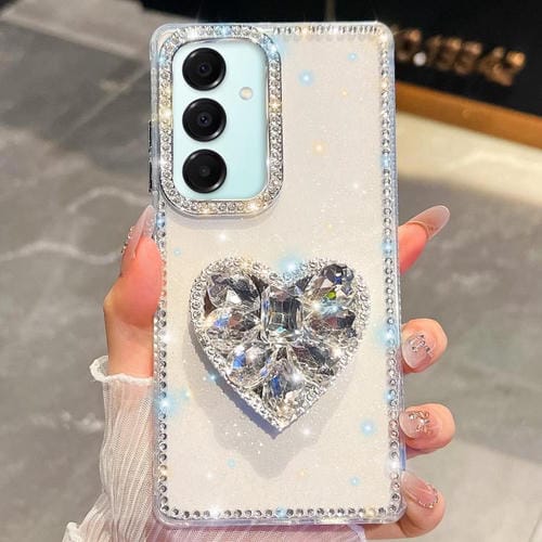Funda transparente con forma de corazón y diamantes brillantes para Samsung Galaxy A17 5G