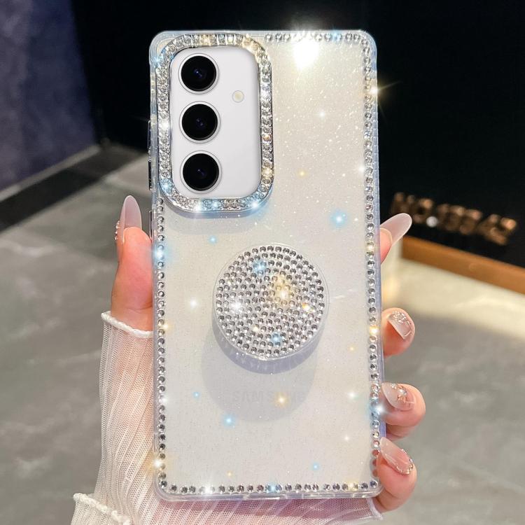 Funda para Samsung Galaxy S24 FE 5G con purpurina y diamantes redondos (transparente)